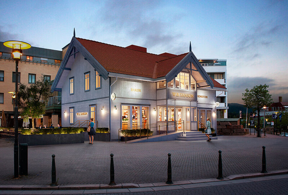 3D av hvordan det restaurerings- og ombyggingsklare huset på Bekkestua skal se ut.