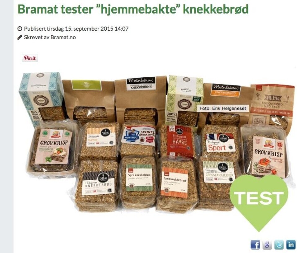 Test av grove knekkebrød