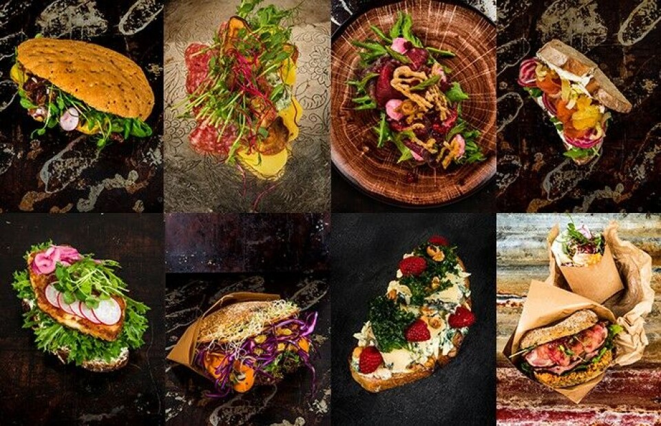 Finalistene: Disse åtte smørbrødene skal konkurrere i finalen i årets Mack-SM. De vil bli vurdert på smak, utseende, brødet som base, grad av nyskaping og økonomi.