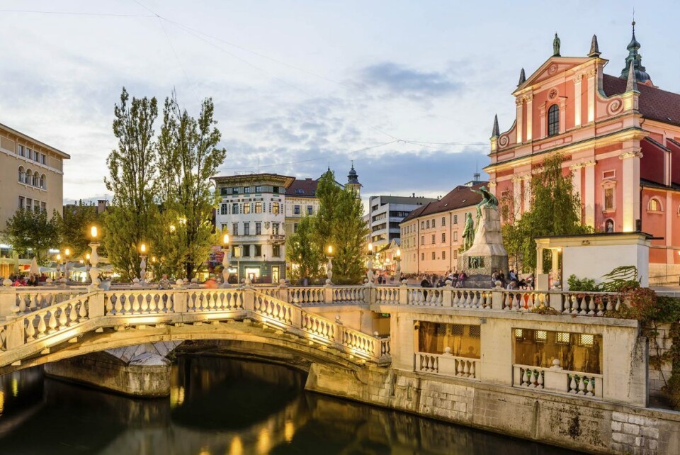 Fra sentrum av Ljubljana, hovedstaden i Slovenia.