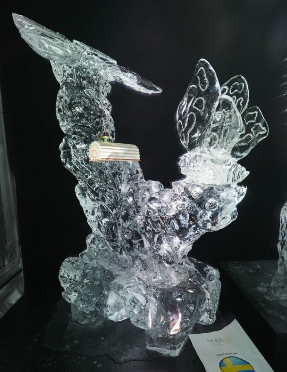 Sveriges isskulptur med iskake. Sveriges isskulptur med iskake.