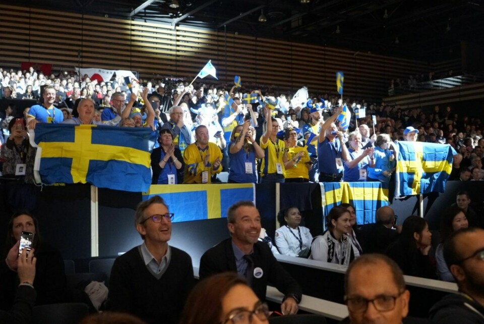 Mange svensker var på plass i Lyon for å heie frem konditorlandslaget i VM-finalen. Foto: Sirha