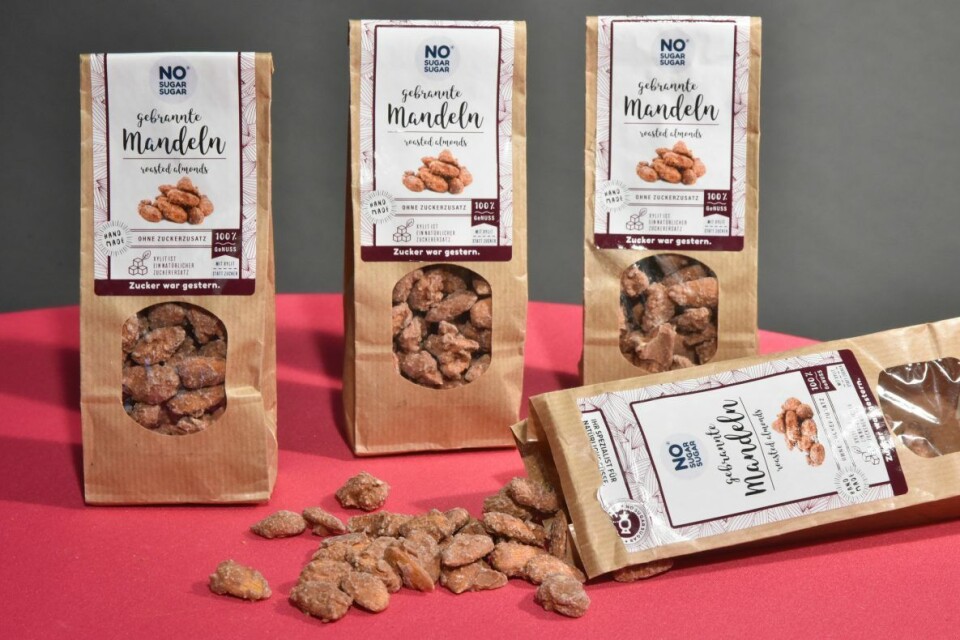 Sukkerfrie brente mandler var en av mange sukkerfrie nyheter på ISM 2018. Sukkerfrie brente mandler var en av mange sukkerfrie nyheter på ISM 2018.