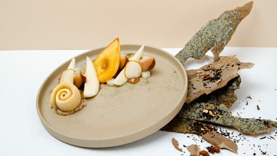 En Préalpato-dessert med smak av pære og te. Foto: © virginie garnier En Préalpato-dessert med smak av pære og te. Foto: © virginie garnier