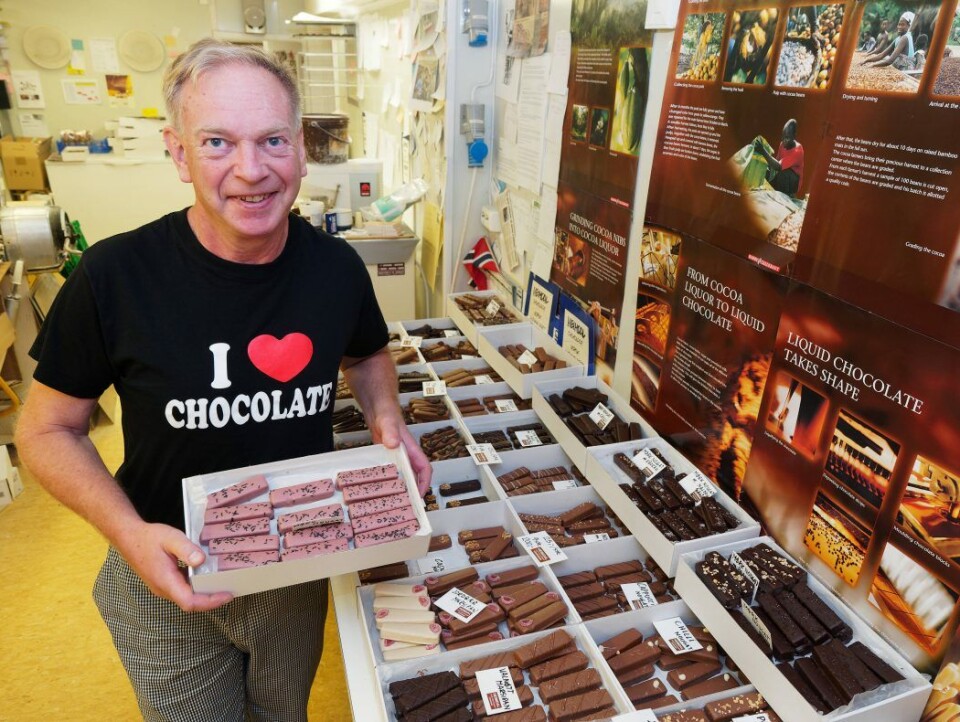Morten Arnesen spesialiserer seg på stenger etter inspirasjon fra Danmark. Heimdal Chokolade begynte da også i Randers.