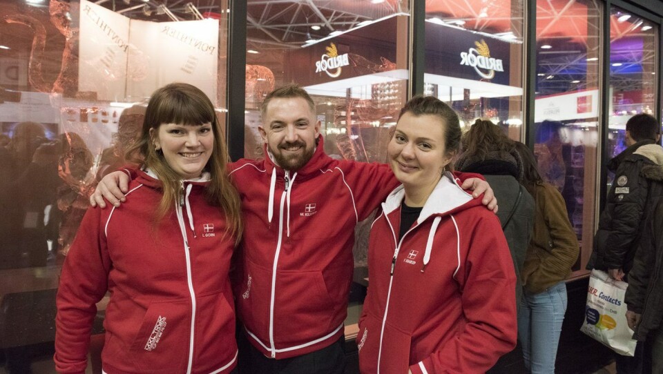 Lise Gorm, Mads Kilstrup og Freya Krarup dagen før den store konkurransedagen i Lyon og Coupe du Monde de la Pâtisserie.