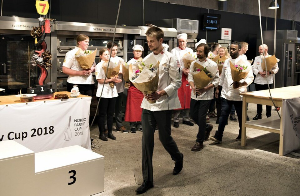 Bakelandslaget kom på en hederlig tredje plass i Nordic Bakery Cup 2018.