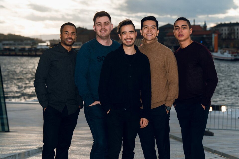 Gutta bak appen Bake`n Go, f.v: Erikson C. Mendes, Ilir Sabriu, Edmond Yang, Elton Wong og Ilias El Mousaoui. Gutta bak appen Bake`n Go, f.v: Erikson C. Mendes, Ilir Sabriu, Edmond Yang, Elton Wong og Ilias El Mousaoui.