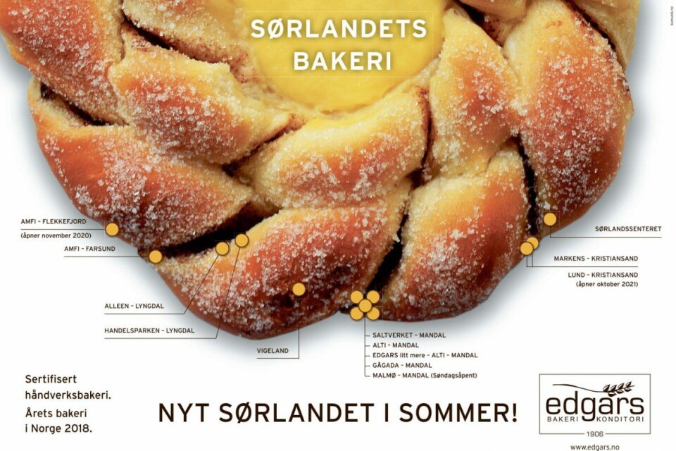 Edgars Bakeri sin sommerkampanje over to sider i avisene på Sørlandet har gitt kjemperespons. Edgars Bakeri sin sommerkampanje over to sider i avisene på Sørlandet har gitt kjemperespons.