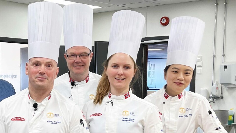 Remy Corbet, trener Kjetil Dale Aas, Trude Beate Brendehaug og Xiao Juan Peng skal forsvare Norges ære i Coupe du Monde de la Boulangerie.