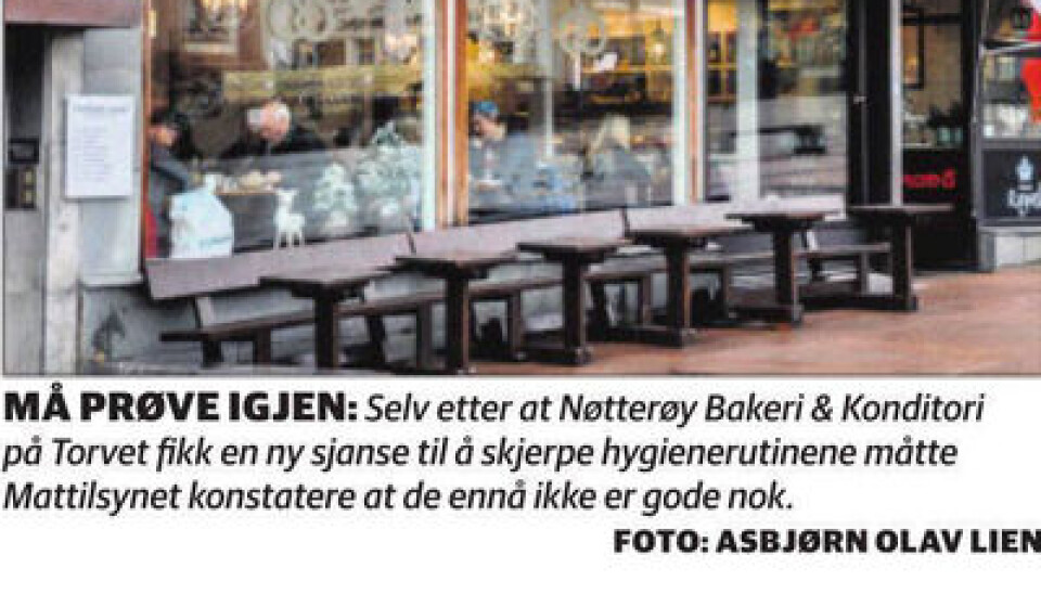 Bakeriet var rettmessig hengt ut i Tønsberg Blad.