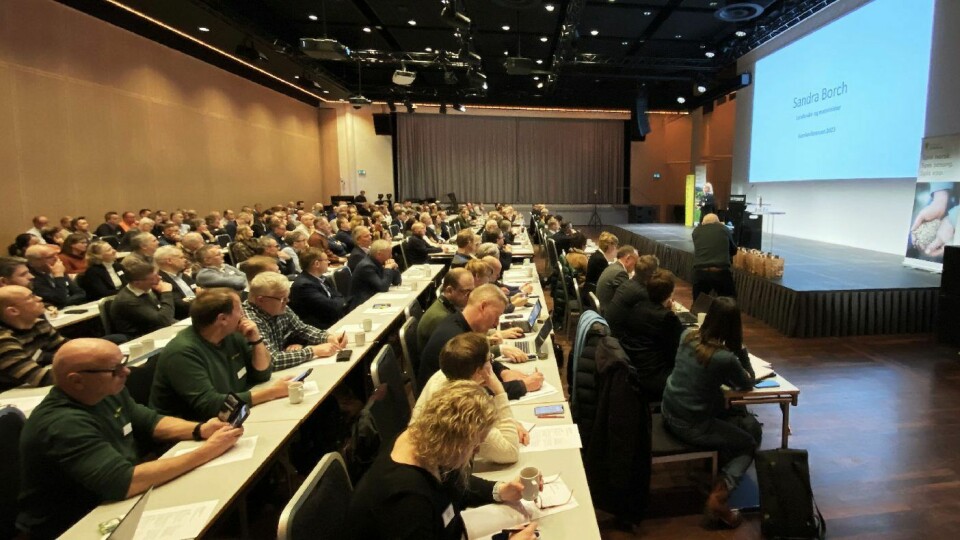 Mat- og landbruksminister Sandra Borch åpnet Konrkonferansen 2023 i Oslo kongressenter.
