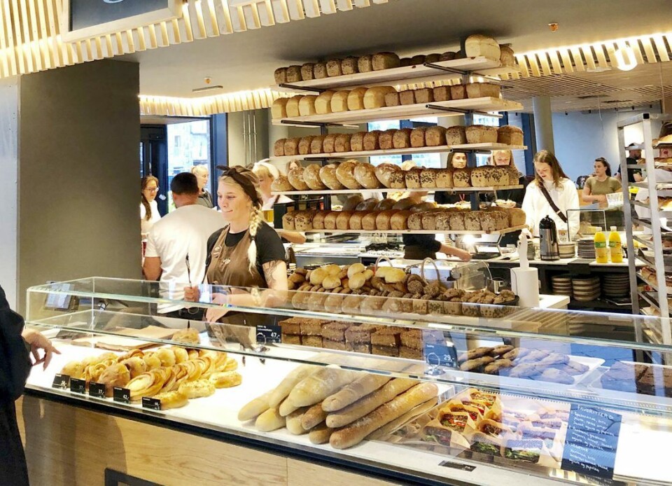Meget lekker brødhylle i Godt Brøds nye bakerverksted på Munch Brygge. Meget lekker brødhylle i Godt Brøds nye bakerverksted på Munch Brygge.