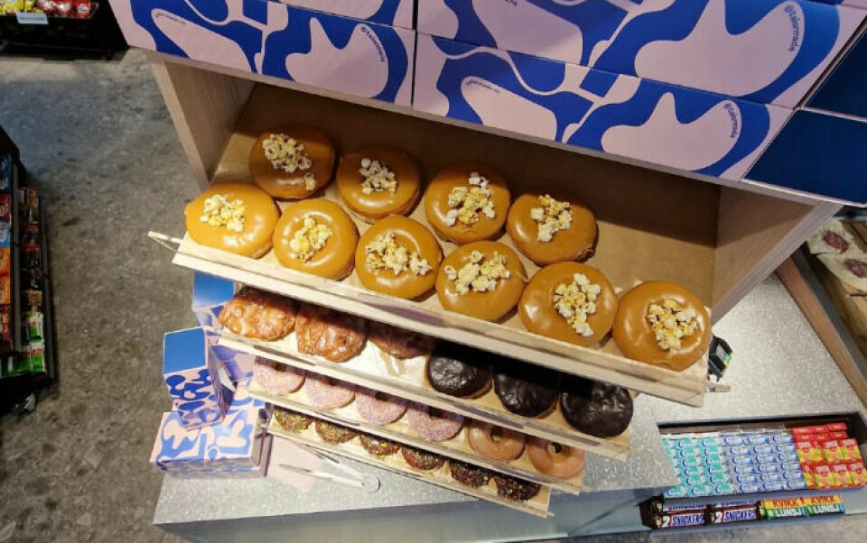 Talormades doughnuts på plass hos 7-Eleven Storgata. Foto: @talormade, Instagram