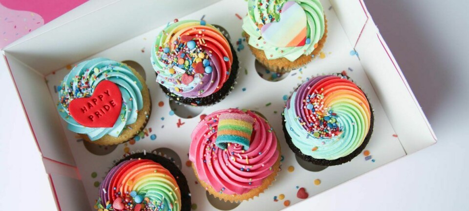 Cupcakes med pride-tema.