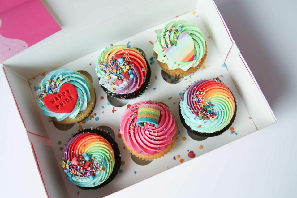 Cupcakes med pride-tema.