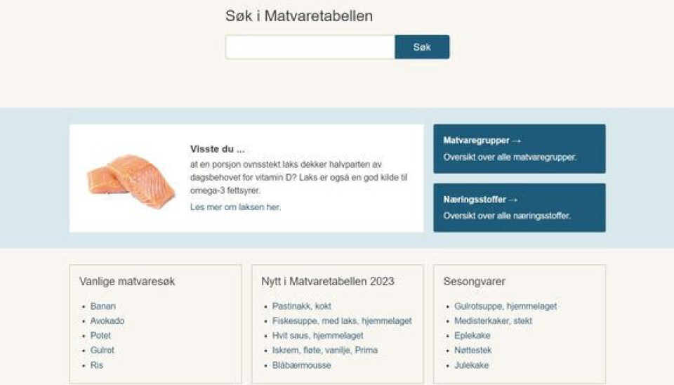 Matvaretabellen har nytt design og flere nye funksjoner. Matvaretabellen har nytt design og flere nye funksjoner.