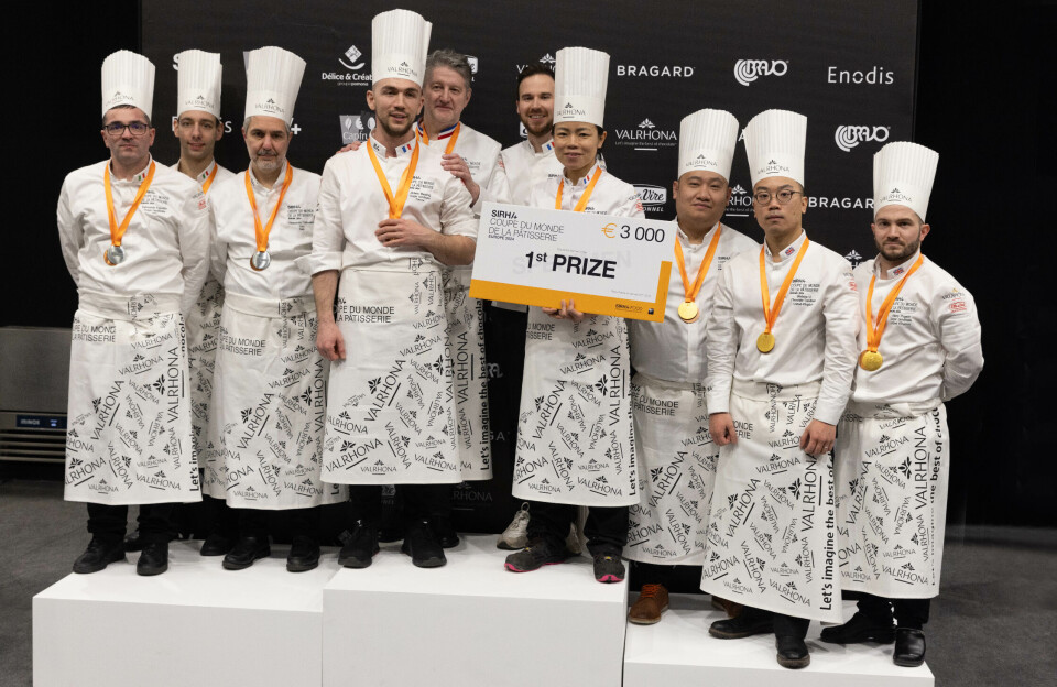 De tre beste lagene: Frankrike, Italia og Storbritannia kom på pallen i den europeiske delfinalen av Coupe du Monde de la Pâtissierie 2024.