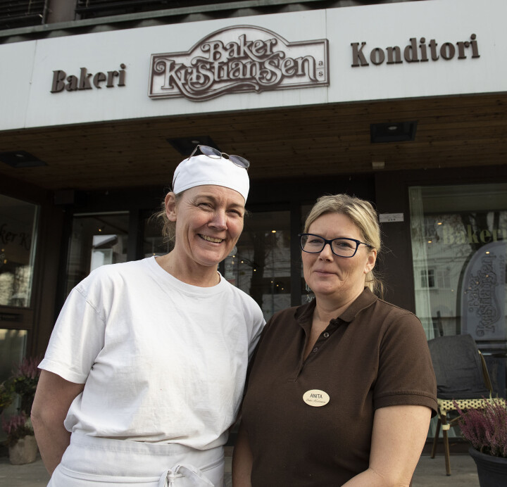 Trude Bergundhaugen og Anita Rud Rosenborg (t.h.) eier og driver Baker Kristiansen sammen.