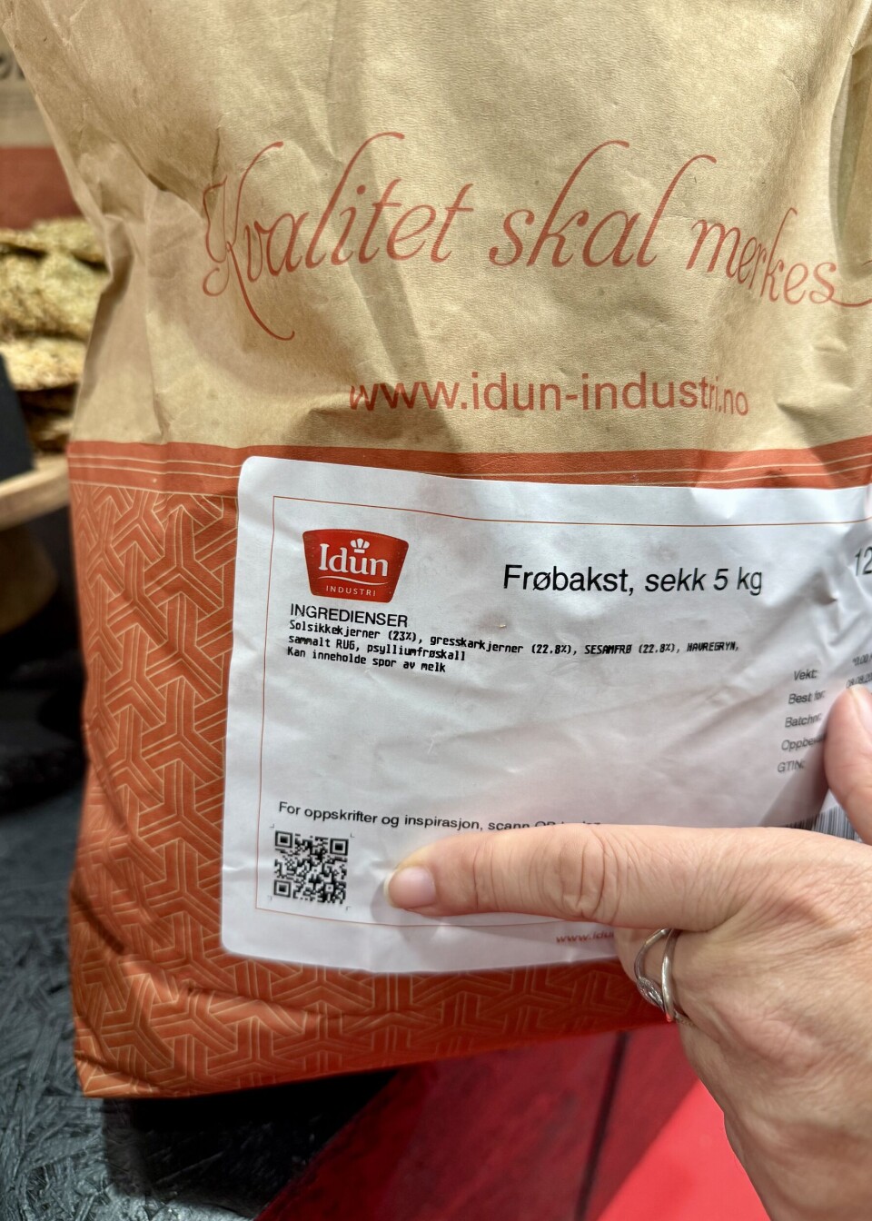 QR-koden inneholder oppskrifter og inspirasjon.