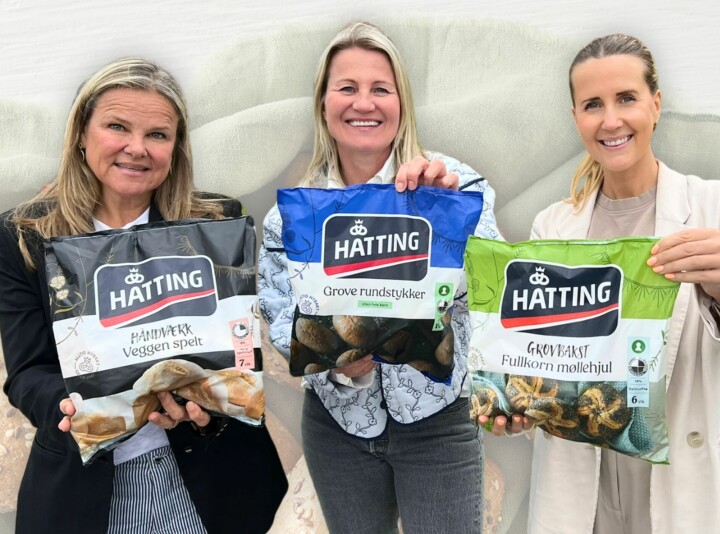 Hatting-teamet ved markeds-, innovasjons- og bærekraftsdirektør Aina Hagen, markedssjef Elin Renbjør og kategorisjef Anette Andersen er stolte av det nye posedesignet som gjør det enklere å navigere i frysedisken.