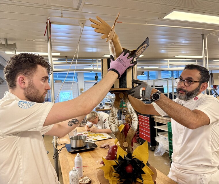 Philip Therkildsen (t.v.), Ingrid Knutsen og Umid Fotikh utgjør laget som skal kjempe om norsk gull i Nordic Bakery Cup 2025.